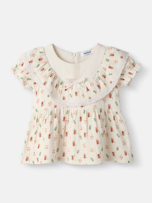 Nautinati Girls Mid-Rise Floral Embroidered Pure Cotton Shorts main image 1