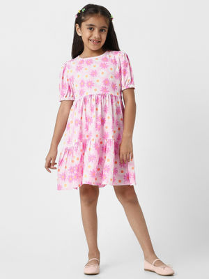 Nautinati Girls' Floral Printed Knee Length Dress main image 0