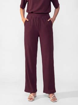 max - Women Purple Textured Pant