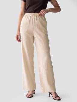 max - Women Beige Solid Pant