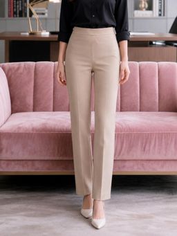 Style Quotient - Women Beige Bootcut Knitted Trouser