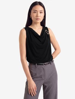 max - Women Black Solid Cowl Neck Top