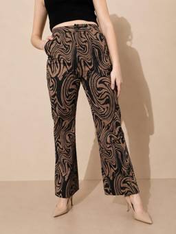STREET 9 - Beige Printed Trouser