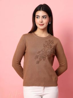 Mafadeny - Women's Khaki Sequined Sweater