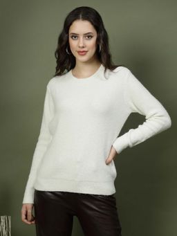 Mafadeny - Women's Cream Solid Sweater