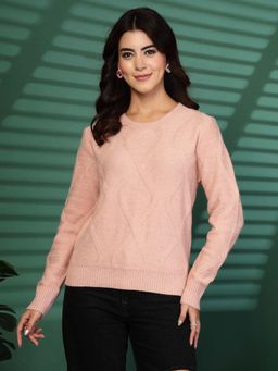 Mafadeny - Women's Peach Textured Sweater