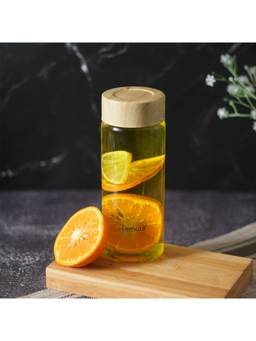 Femora - Borosilicate Glass Water Bottle 500Ml (Wooden Lid)