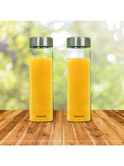 Femora - Borosilicate Glass Water Bottle 750Ml (Pack Of 2) (Steel Lid)