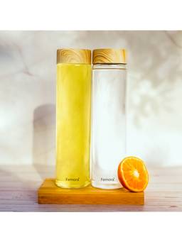 Femora - Borosilicate Glass Water Bottle 750Ml (Pack Of 2) (Wooden Lid)