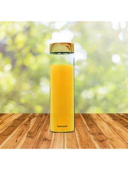 Femora - Borosilicate Glass Water Bottle 750Ml (Wooden Lid)