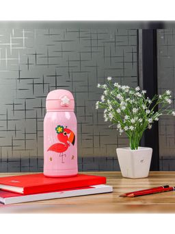 Femora - Kids Flamingo Design Stainless Steel Bottle with Bag (550 ML) (Pink)