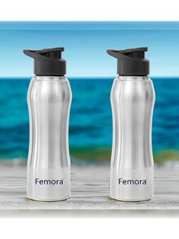 Femora - Stainless Steel Water Bottle - 750 ML with Sipper Cap (Pack Of 2)