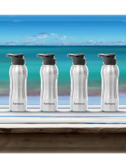 Femora - Stainless Steel Water Bottle - 750 ML with Sipper Cap (Pack Of 4)
