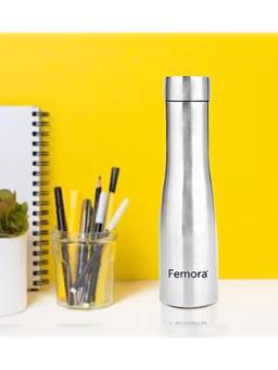 Femora - Stainless Steel Water Bottle 2In1- 1000Ml Steel Cap & Sipper Cap 2 Cap