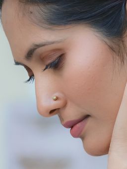 Ornate Jewels - Gold 0.02 Carat Round Lab Grown Diamond Plain Nose Pin for Women & Girls