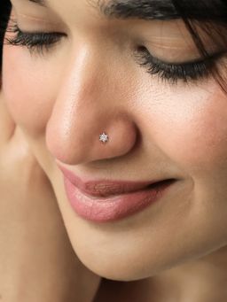 Ornate Jewels - Gold 0.10 Carat Round Lab Grown Diamond Solitaire Nose Pin for Women & Girls