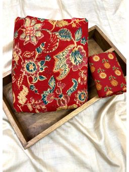 Palash - Red Womens Cotton Printed Top and Botton Fabric (Set of 2)