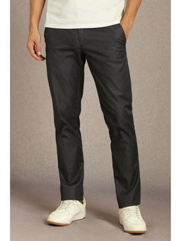 Louis Philippe - Men Black Flat Front Casual Trouser