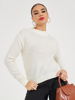 Styli - White Regular Fit High Neck Sweater
