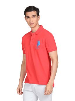 U.S. POLO ASSN. - Men Coral Pure Cotton Pique Polo T-Shirt