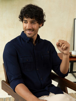 Andamen - Regular Fit Vulcan Indigo Casual Slim Shirt