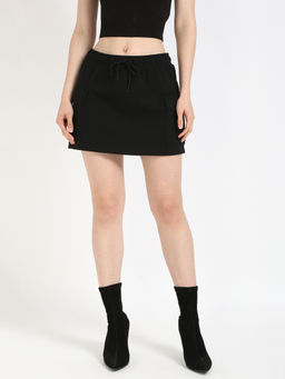 Calvin Klein - Black Regular-Fit Black Solid Mid Rise Mini Skirt