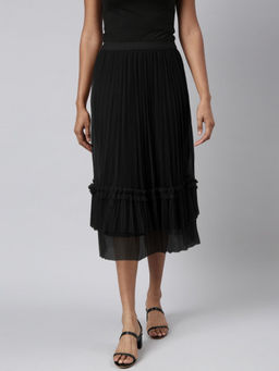 SHOWOFF - Women Flared Midi Black Tulle Skirt