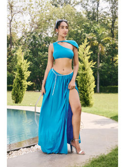 Lea Clothing - Petunia Olympic Blue Maxi Skirt with Pearl Chain (Set of 2)