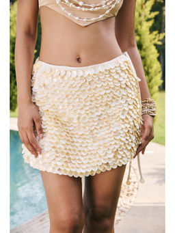 Lea Clothing - Lesley White Paillette Embellished Mini Skirt
