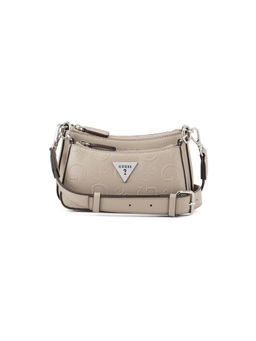 Guess - Holly Taupe Women Zipper Textured Crossbody Bag