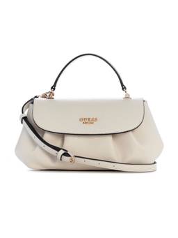 Guess - Amorette Cream Snap Button Solid Handbag with Detachable Strap