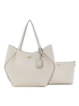 Guess - Amorette White Women Solid Tote Bag with Handbag
