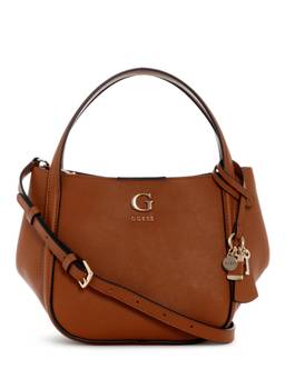 Guess - Coleen Brown Women Snap Button Solid Satchel Bag
