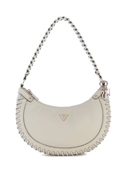 Guess - Petra Cream Women Zipper Solid Hobo Shoulder Bag