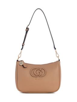 Guess - Isola Beige Women Zipper Solid Baguette Shoulder Bag