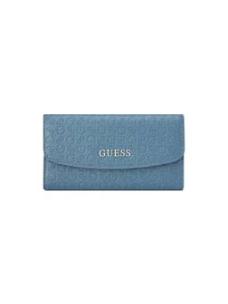 Guess - Remy Blue Women Flap Embossed Trifold Wallet