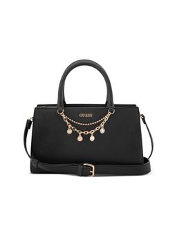 Guess - Katy Black Women Zipper Solid Satchel Bag