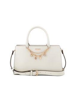 Guess - Katy White Women Zipper Solid Satchel Bag
