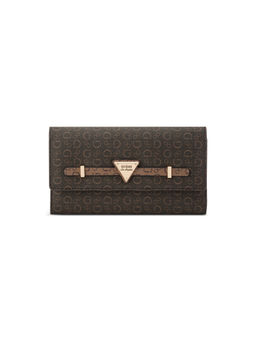 Guess - Aria Brown Women Snap Button Printed Trifold Wallet