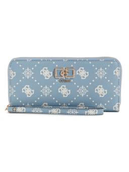 Guess - Emelie Blue Logo Women Zipper Printed Wallet