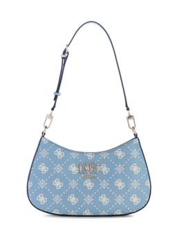 Guess - Emelie Blue Logo Women Zipper Printed Hobo Bag