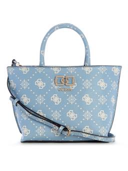 Guess - Emelie Blue Logo Women Zipper Printed Shoulder Bag