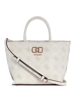 Guess - Emelie Off White Logo Women Zipper Printed Shoulder Bag