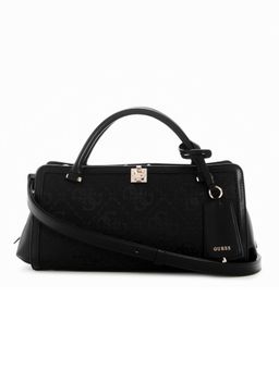 Guess - Audrey Black Women Snap Button Textured Satchel Bag