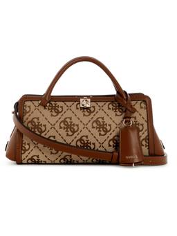 Guess - Audrey Beige Women Snap Button Textured Satchel Bag
