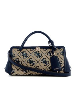 Guess - Audrey Navy Blue Women Snap Button Textured Satchel Bag