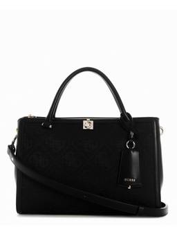 Guess - Audrey Black Women Zipper Textured Satchel Bag
