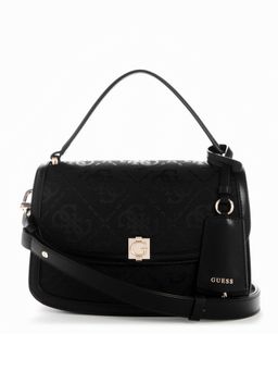 Guess - Audrey Black Women Flap Embroidered Crossbody Bag