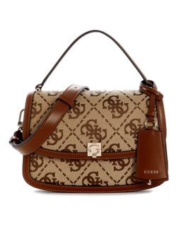 Guess - Audrey Beige Women Flap Embroidered Crossbody Bag