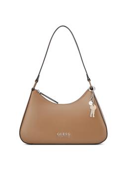 Guess - Layla Beige Women Zipper Solid Baguette Shoulder Bag